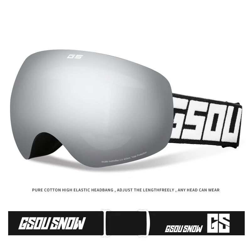 Gsou Snow Kid's Ski Goggles For Snowboard Snowmobile Skate Anti Fog Uv Protection Otg Over Glasses