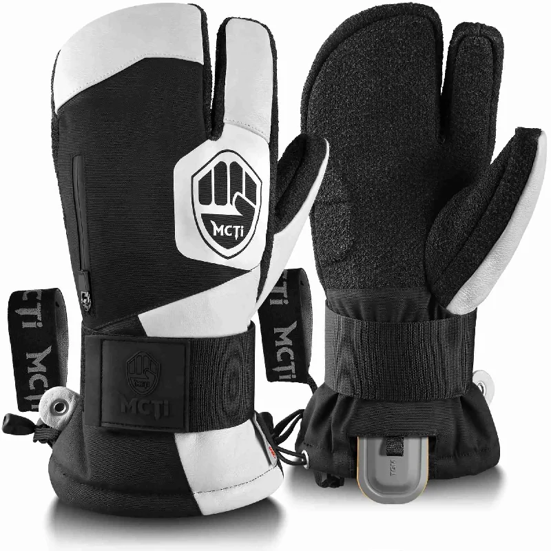 MCTi Snowboard Gloves with Wrist Guard 3-Finger Abrasion Resistant Gloves Waterproof for Winter Snow Skiing